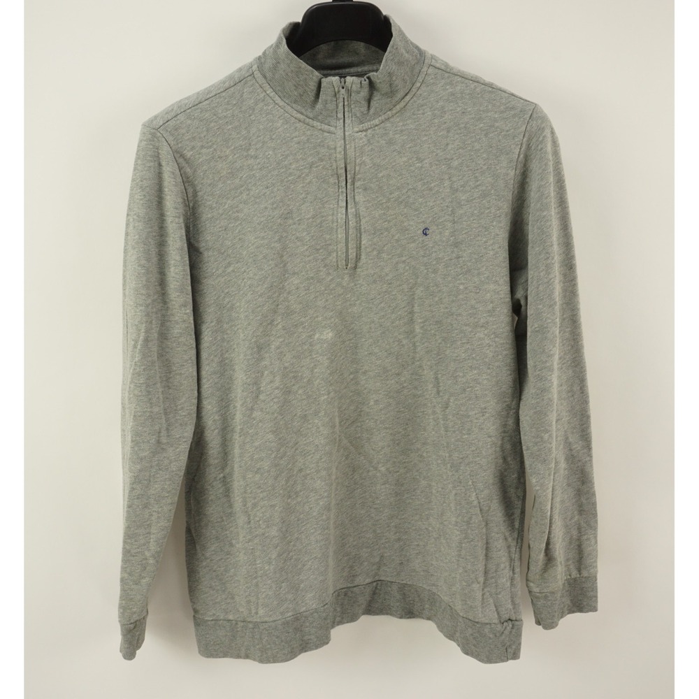 Criquet 1/4 Zip Pullover Golf Sweater Men's Large Gray Heather Cotton Fleece